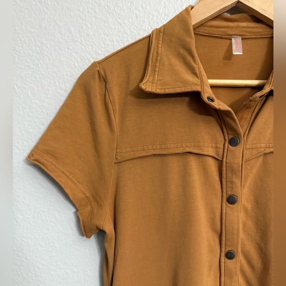 Free People Movement Short-Sleeve Romper Front Buttons - Picture 3 of 7